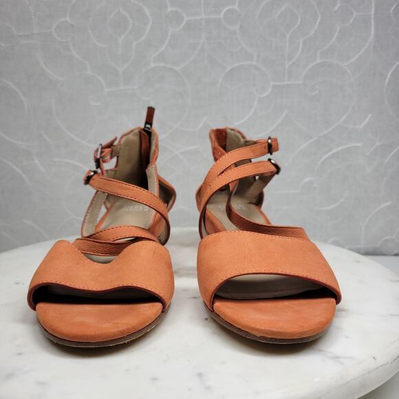 Eileen Fisher Kyra Sandals Womens 6 Nubuck Suede Square Block Heel Double Straps - Picture 11 of 16